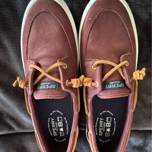 Sperry Women's Brown Boat Shoes with Tan Laces